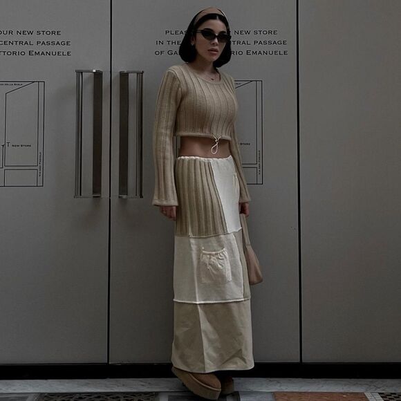 Zara Co-Ord Set Skirt And Sweater Patchwork New - Picture 4 of 9